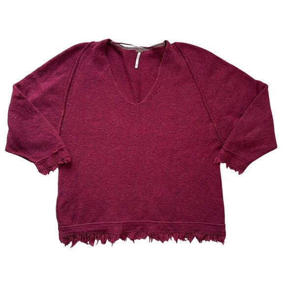 FREE PEOPLE flowy Wool & Linen blend Sweater, RED, size XS - Picture 1 of 10
